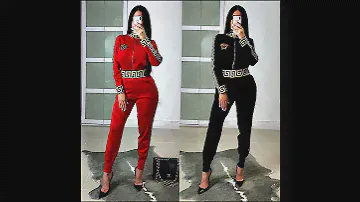 Casual Patchwork Print Long Sleeve Zipper Collar Two Piece Pants Set