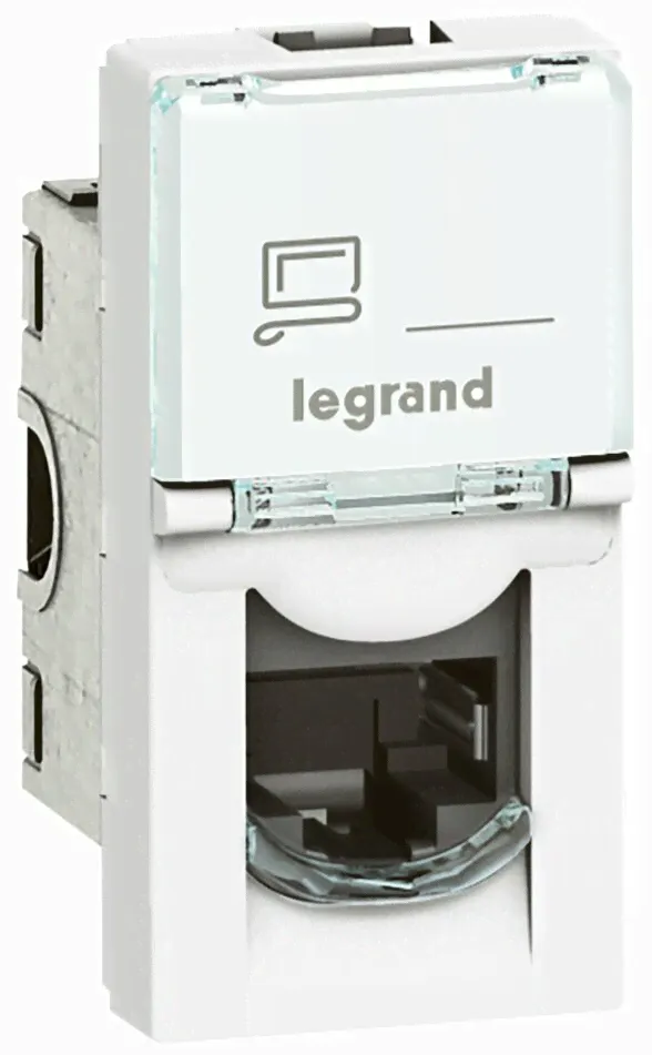 LEGRAND 076551 Модуль розетки компьютерной RJ-45, кат. 5e, UTP, 1М, белый, Mosaic