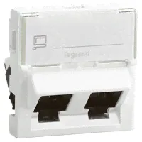 Legrand Mosaic Белая Розетка RJ 45 кат 5е UTP 45° 2 розетки RJ 45 2 мод LCS2-0