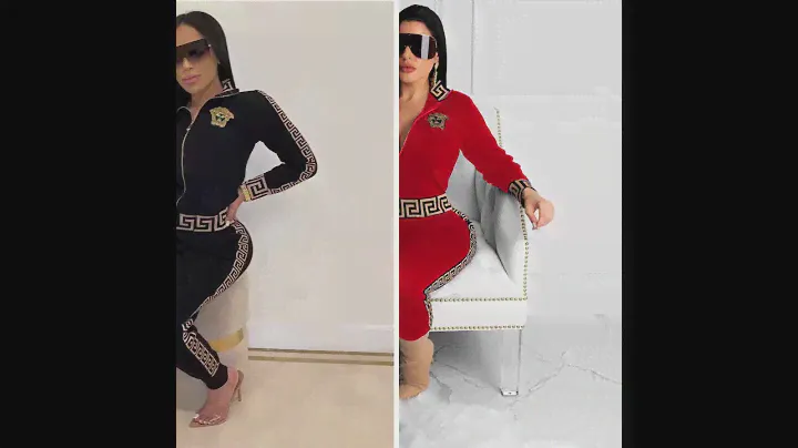 Casual Patchwork Print Long Sleeve Zipper Collar Two Piece Pants Set