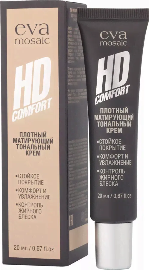 Eva Mosaic Тональный крем HD Comfort устойчивый с матирующим эффектом , 01 Фарфор