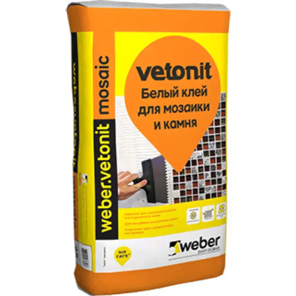 Клей для мозаики и камня Weber.Vetonit Mosaic / Вебер Ветонит Мозаик белый 25 кг.-0