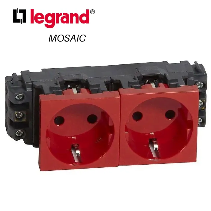 Розетка двухместная Legrand MOSAIC 077612 2х2К+3,4М немецкий стандарт-0