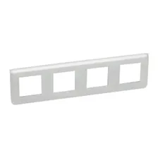 Рамка Legrand Mosaic 4 поста, горизонтальный монтаж, цвет алюминий, пластмасса
