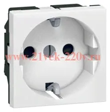 Розетка Legrand Mosaic 2К+З белая со шторками 2М
